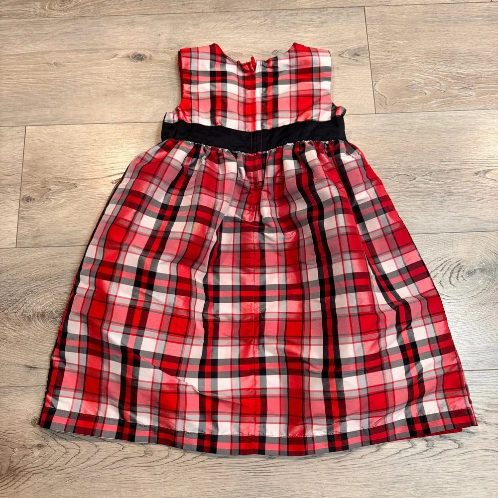 Carters Plaid Party Dress Black Bow Holiday Christmas Girls Size 5 Red Black‎